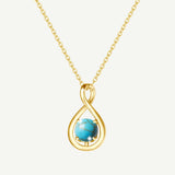 "Étreinte Infinie" Pendentif en Argent Sterling avec Symbole Infini et Pierre de Naissance de Décembre Turquoise - Or