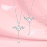 FANCIME "L'Amour de l'Ange" Collier en Argent Sterling avec Pierre de Naissance de Mars Aigue-Marine