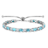 "Glamour Radiance" Bracelet de tennis en argent sterling avec turquoise, pierre de naissance de décembre, chaîne bolo classique