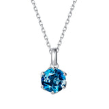 FANCIME “Everbloom” Pendentif en Topaze de Décembre en Or Blanc 14K avec Chaîne en Argent Sterling