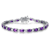 "Radiance Glamour" Bracelet Tennis en Argent Sterling Améthyste Taille Fantaisie Pierre de Naissance de Février