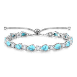 "Glamour Goutte" Pierre de naissance de décembre Turquoise Bracelet de tennis en argent sterling Chaîne Bolo classique