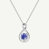 "Étreinte Infinie" Pendentif en Argent Sterling avec Symbole d'Infini et Pierre de Naissance de Décembre en Tanzanite - Argent