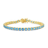 "Délice Joyeux" Bracelet Tennis en Argent Sterling Topaze Bleue