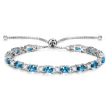 "Glamour Radiance" Bracelet de tennis en argent sterling avec topaze, pierre de naissance de décembre, chaîne bolo classique