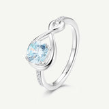 Bague de Promesse Étreinte Infinie en Aigue-marine