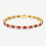 "Radiance Glamour" Bracelet Tennis en Argent Sterling Rubis Taille Fantaisie Pierre de Naissance de Juillet