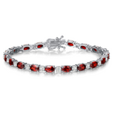 "Radiance Glamour" Bracelet Tennis en Argent Sterling Grenat Taille Fantaisie Pierre de Naissance de Janvier