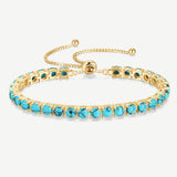 Bracelet tennis en argent sterling "Eternal Elegance" Pierre de naissance de décembre Turquoise Chaîne Bolo classique