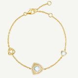 Trinity Textured Silver Bracelet in Created Aquamarine