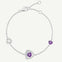 Trinity textured silver bracelet with created amethyst triangle stone and geometric accents