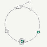 Trinity Textured Silver Bracelet in Created Emerald