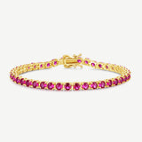 "Rouge Royal" Bracelet Tennis en Argent Sterling Rubis Pierre de Naissance de Juillet