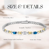 FANCIME "Duo Éternel" Bracelets de Tennis en Argent Sterling avec Pierre de Naissance de Décembre Topaze