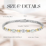 FANCIME "Duo Éternel" Bracelets de Tennis en Argent Sterling avec Pierre de Naissance d'Octobre Opale