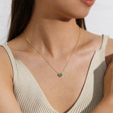 Collier en or jaune solide 14K avec cœur en topaze bleue de naissance FANCIME