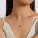 Collier en or 14K avec cœur en améthyste délicat, pierre de naissance de février FANCIME