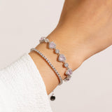 FANCIME "Mademoiselle Charmante" Bracelet en argent sterling tennis cœur halo