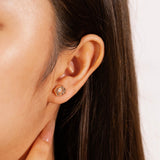 Boucles d'oreilles en or rose 14K avec diamant en forme de rose "Ma Rose" FANCIME