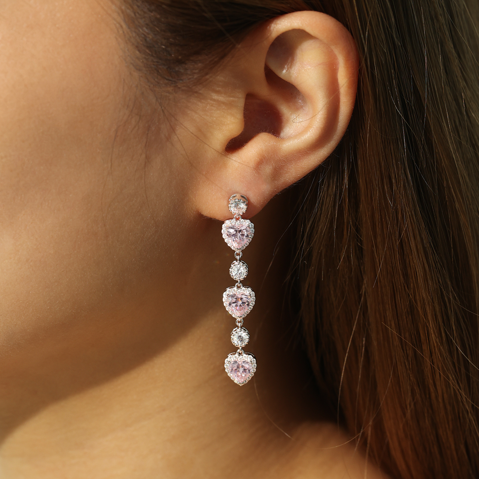 FANCIME "Ms Charming" Halo Heart Sterling Silver Drop Earrings Main