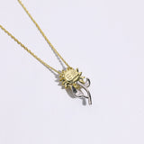 FANCIME "My Sunshine" Tournesol Citrine Pierre de naissance Rotatif Collier en argent sterling