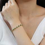 FANCIME "Glamour Radiance" Bracelet en argent sterling avec émeraude taillée fantaisie de mai