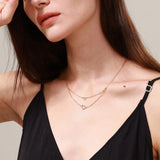 Collier en or jaune massif 14K "Double Love" Cœur à deux couches