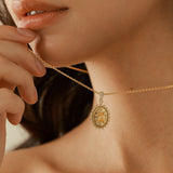 Collier en argent sterling avec pierre de naissance de novembre, taille ovale vintage "Retro Romance" FANCIME