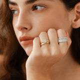 Bague en argent sterling Moissanite en solitaire taille ronde classique FANCIME