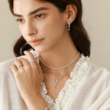 Boucles d'oreilles en argent sterling FANCIME "Murmure de glycine" avec goutte de fleur