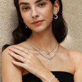 FANCIME "Mademoiselle Charmante" Collier en argent sterling tennis cœur halo