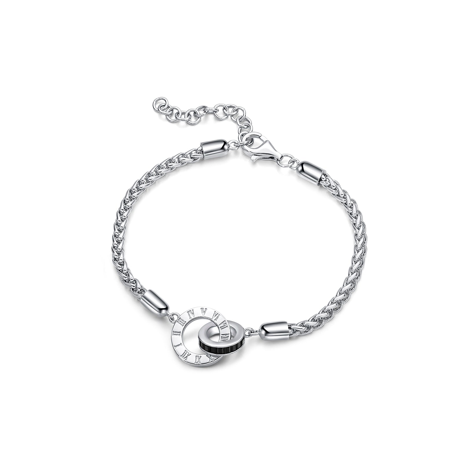 FANCIME "Temps Romain" Bracelets en Argent Sterling Chaîne de Blé Cercles Entrelacés pour Couples