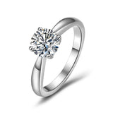 FANCIME Bague en argent sterling "Classic Round Cut" en moissanite