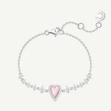 FANCIME "Moment Rose" Bracelet en Argent Sterling Cœur Rose Avec Perle Blanche et Pierres CZ