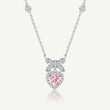 FANCIME "Baiser de Cœur" Collier en Argent Sterling avec Nœud Sucre et Pierre de Naissance de Mars Aigue-Marine