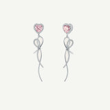 Boucles d'oreilles pendantes en argent sterling avec cœur rose "Sugar Talk" FANCIME