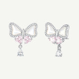 FANCIME "Pearl Kiss" Boucles d'oreilles en argent sterling en forme de nœud papillon