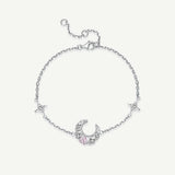 Bracelet en argent sterling FANCIME "Rêve rose" avec maillons lune et étoile
