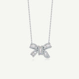 FANCIME "Poupée Miel" Collier en Argent Sterling avec Nœud et Pierre CZ Blanche