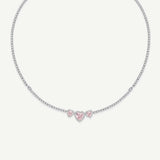 FANCIME "Mademoiselle Charmante" Collier en argent sterling tennis cœur halo