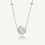 Collier en argent sterling FANCIME "Rêve rose" avec lune croissante et étoile