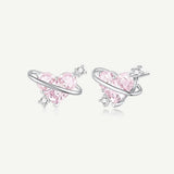 FANCIME "Chérie" Boucles d'Oreilles en Argent Sterling Clous Planète Rose