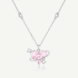 FANCIME "Chérie" Collier en Argent Sterling Planète Rose