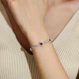 Bracelets de tennis en argent sterling grenat "Square Sparkle" pierre de naissance de janvier FANCIME