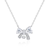 FANCIME "Crystal Bow" Collier en argent sterling en forme de nœud papillon