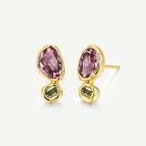 Boucles d'oreilles en argent Secret Garden avec améthyste et péridot, pierre de naissance