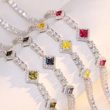 Bracelets de tennis en argent sterling "Square Sparkle" pierre de naissance de juin FANCIME