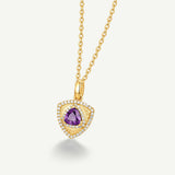 Trinity Textured Silver Necklace in Created Amethyst