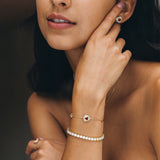Trinity Textured Silver Earrings in Created Ruby