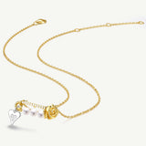 Rose Pin Pearl Silver Necklace